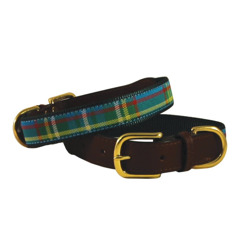 AUBURN LEATHERCRAFTERS LEATHER & RIBBON DOG COLLAR